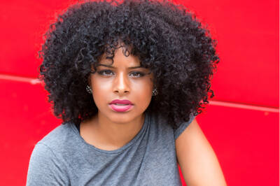 curly hair with bangs