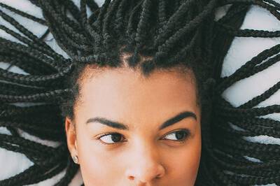 Woman with long box braids